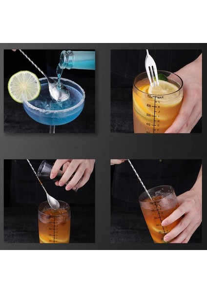 304 Çelik 32 cm Uzun Çift Başlı Çatallı Kokteyl Karıştırma Barmen Kaşığı CIN582 modelleri