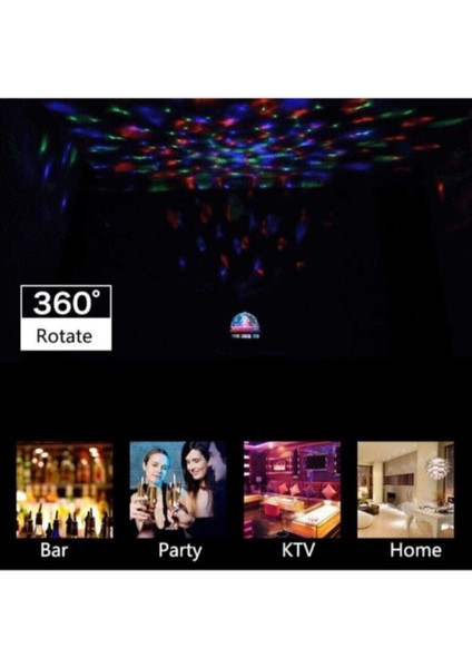 Disco Topu Renkli LED Döner Başlıklı Disko Topu Ampul Gece Lambası 3 Watt E27 Duylu + Fişli Duy