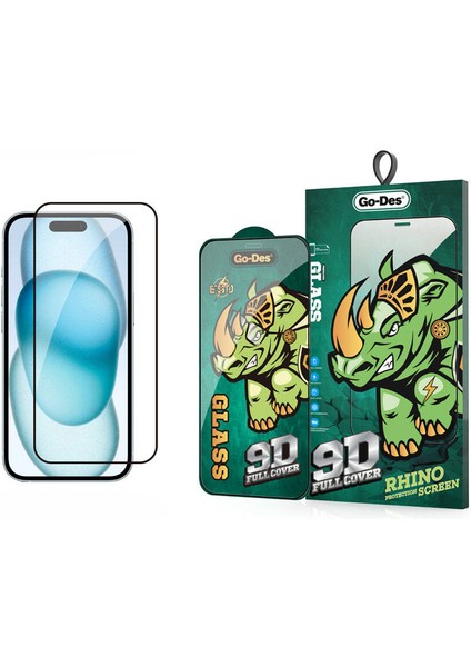 iPhone 15 Uyumlu Ekran Koruyucu Go Des 9D Full Cover Temperli Cam Ekran Koruyucu