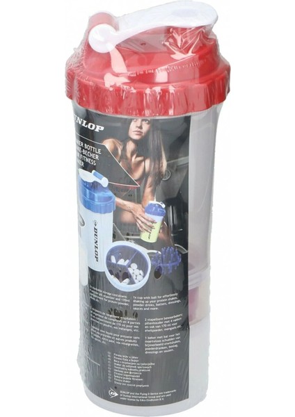 Fitness Shaker Şişesi Kırmızı Dunlop Fitness Shaker