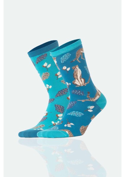 Unisex Pamuklu Leopar Desenli Eğlenceli Soket Çorap - Tekli