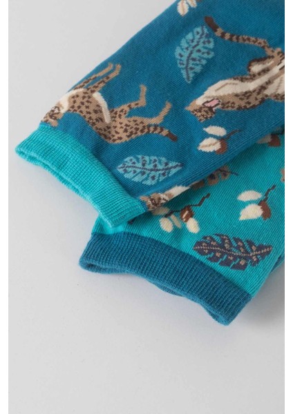 Unisex Pamuklu Leopar Desenli Eğlenceli Soket Çorap - Tekli