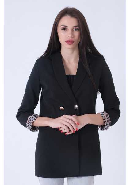 Siyah Şal Yaka Leopar Astarlı Kruvaze Ceket 39711561.01 modelleri