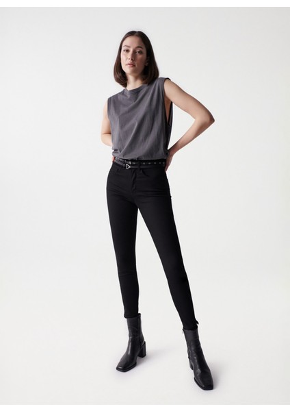 Yüksek Bel Skinny Paça Skinny Fit Siyah Kadın Denim Pantolon 21001300