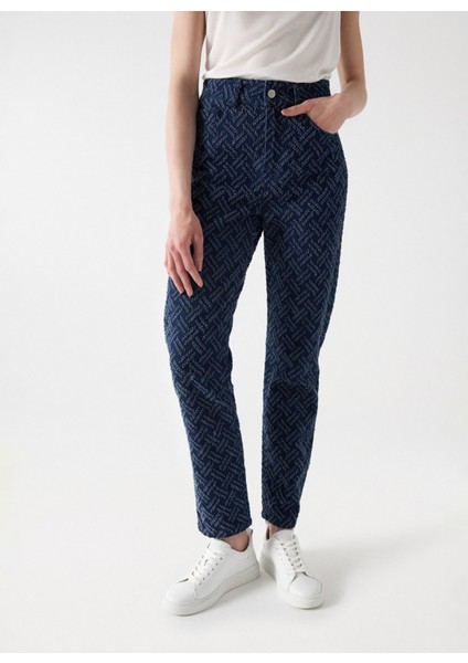 Yüksek Bel Dar Paça Mom Fit Koyu Mavi Kadın Denim Pantolon 21007036 fiyatları