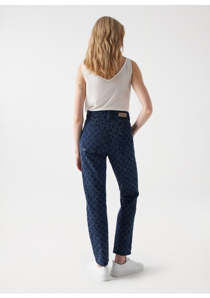 Yüksek Bel Dar Paça Mom Fit Koyu Mavi Kadın Denim Pantolon 21007036 fırsatları