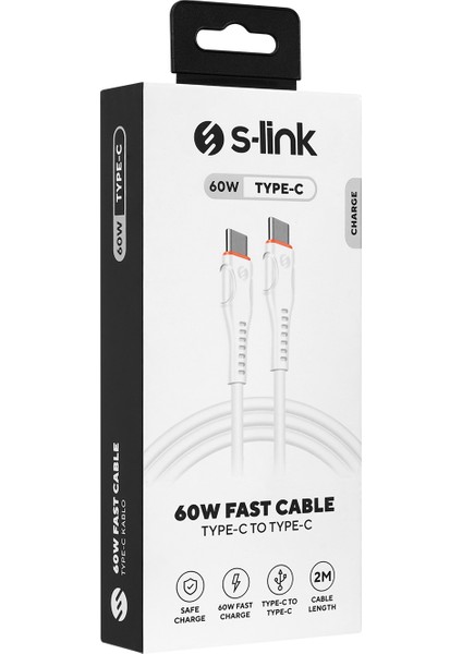 S-Link SW-C135 2m 3A Typec To Typec Hızlı Data + Sarj Kablosu