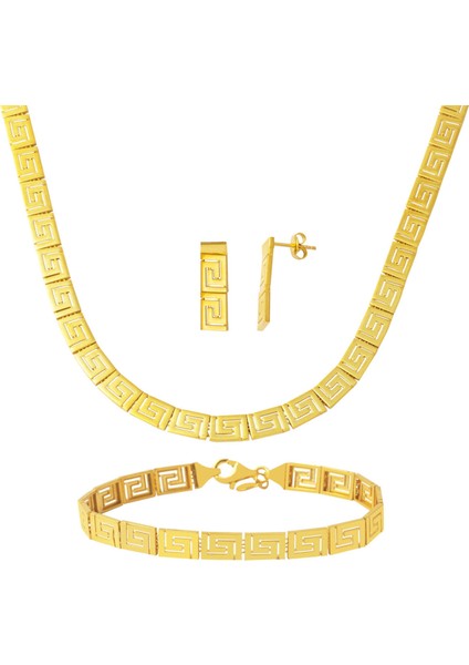 14 Ayar Taşsız Versace Tasarım Altın Takı Seti