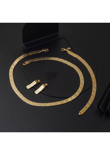 14 Ayar Taşsız Versace Tasarım Altın Takı Seti