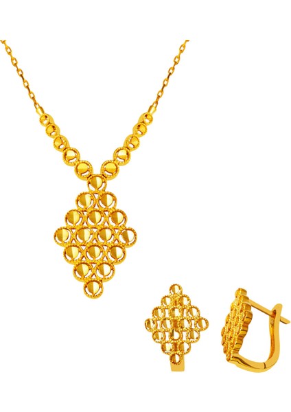 Bal Peteği 22 Ayar Altın Takı Seti