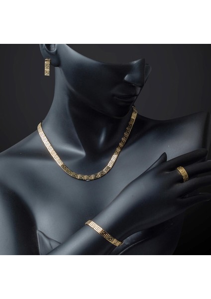 Versace 14 Ayar Taşsız Altın Düğün Takı Seti