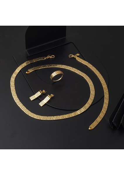 Versace 14 Ayar Taşsız Altın Düğün Takı Seti