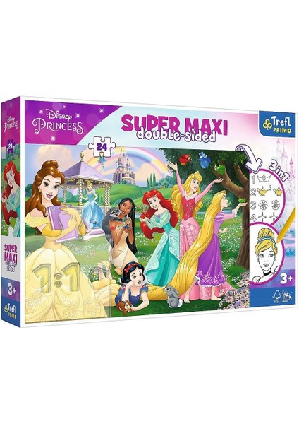 PUZZLE-41008 Super Maxi Princess 3ın1 14 Parça Çocuk Puzzle