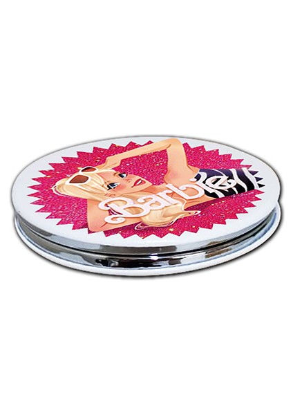 Barbie Baskılı Ayna Yuvarlak Kişiye Özel Isim Baskılı Cep Aynası 7 Cm (Kapaklı Ve Büyüteçli) modelleri