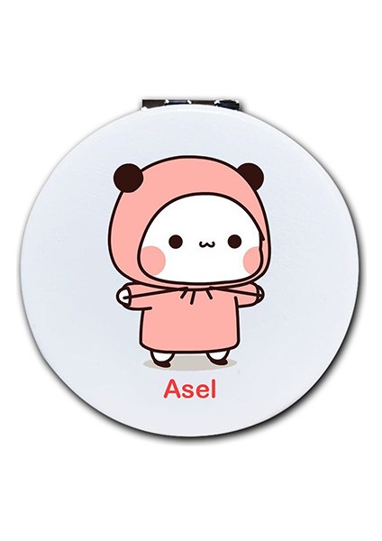 Dudu Bubu Baskılı Ayna Kişiye Özel Isim Baskılı Cep Aynası 7 Cm Ayıcık Çift Sevgili (Kapaklı Ve Büyüteçli)