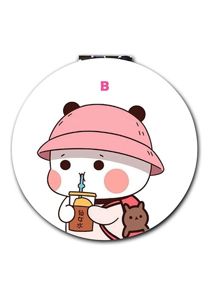 Dudu Bubu Baskılı Ayna Kişiye Özel Isim Baskılı Cep Aynası 7 Cm Ayıcık Çift Sevgili (Kapaklı Ve Büyüteçli)