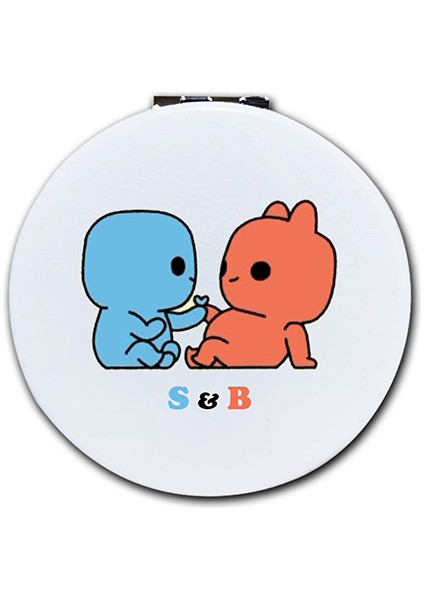 Evie Kinie Baskılı Ayna Kişiye Özel Isim Baskılı Cep Aynası 7 Cm Ayıcık Çift Sevgili (Kapaklı Ve Büyüteçli)