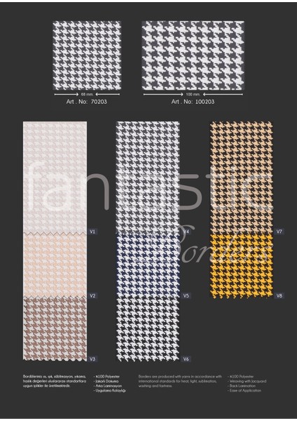 Kaz Ayağı Desen Dokuma Geniş Perde Bordür / Aksesuar (7 Cm. Genişlik - 3,5 Mt. Uzunluk) modelleri