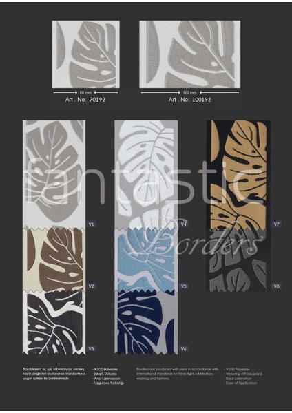 Yaprak Desenli Dokuma Bordür (7 Cm. Genişlik - 3,5 Mt. Uzunluk) modelleri