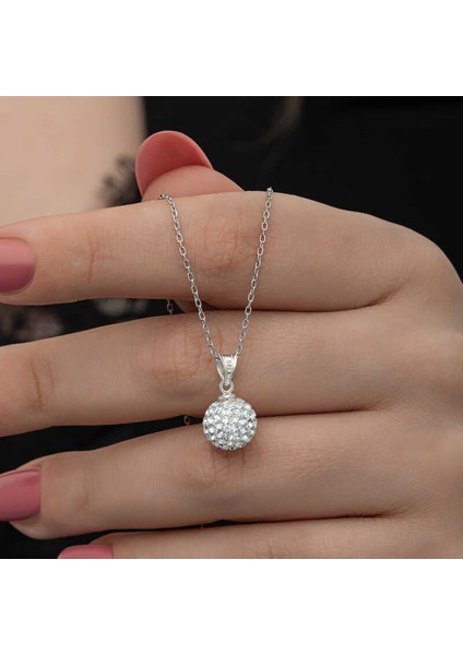 Gümüş Beyaz Kristal Taşlı Kadın Kolye modelleri