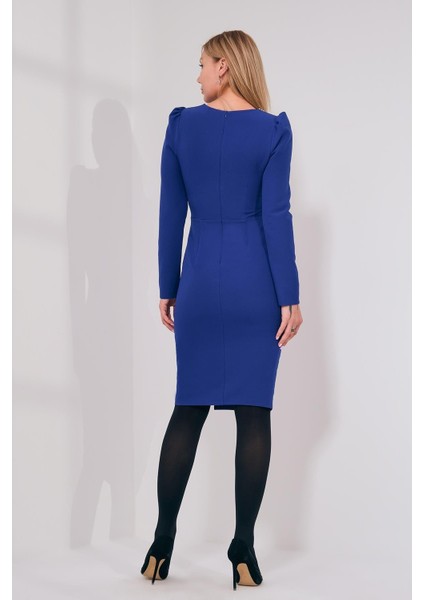 Midi Abiye Elbise - Uzun Kol V Yaka Minimalist fırsatları