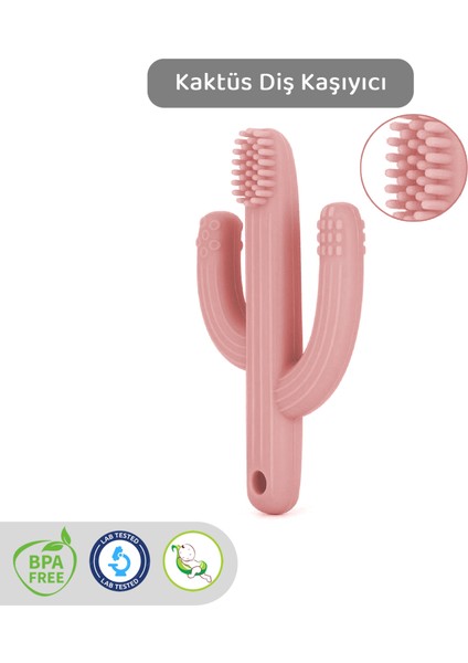 Kaktüs Bebek Diş Kaşıyıcı - Bebek Diş Kaşıma Dişlik Pembe