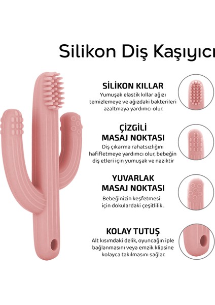 Kaktüs Bebek Diş Kaşıyıcı - Bebek Diş Kaşıma Dişlik Pembe fiyatları