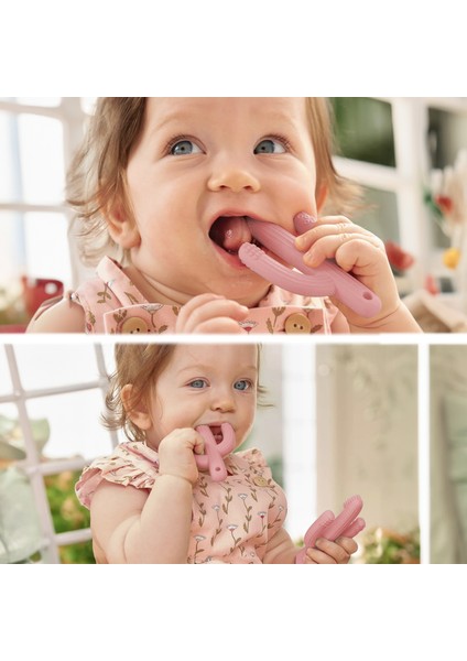 Kaktüs Bebek Diş Kaşıyıcı - Bebek Diş Kaşıma Dişlik Pembe indirimleri