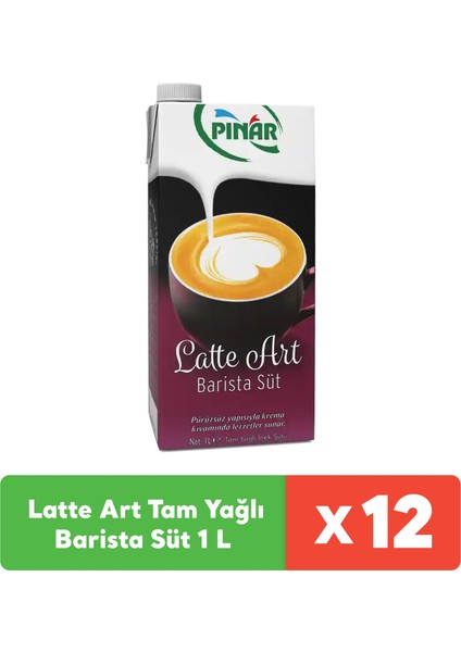 Latte Art Tam Yağlı Barista Süt 1 lt x 12