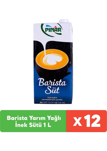 Barista Yarım Yağlı İnek Sütü 1 lt x 12