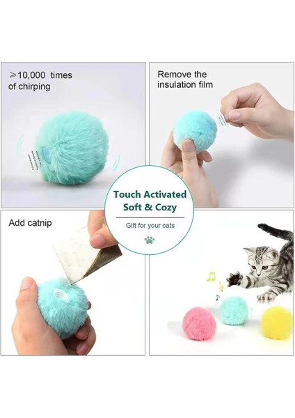 Akıllı Kedi Oyuncaklar Interaktif Top Peluş Elektrik Cattoys Eğitim Oyuncak Yavru Dokunmatik Sondaj Ev Hayvanı Ürünü Squeak Oyuncak Topu Kedi