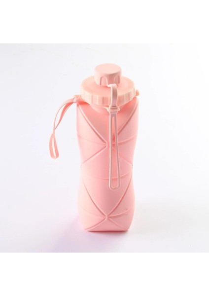 Açık Spor Kamp Silikon Katlanır Pembe Kupa Kapaklar 600 ml Taşınabilir Katlanır Balıkçılık Kurulu Su Bardağı Kamp Malzemeleri