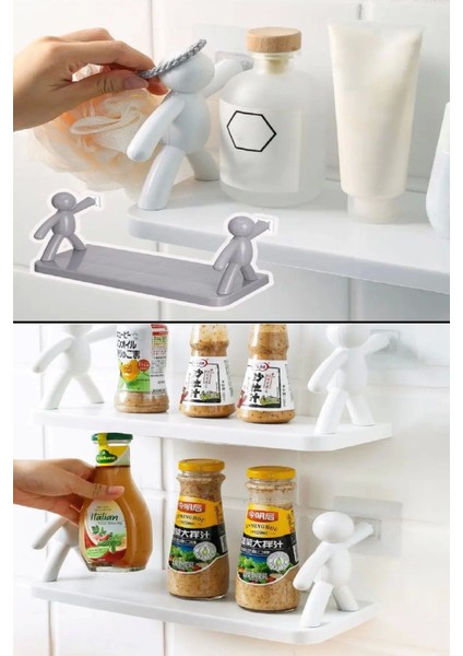 2'li Kendinden Yapışkanlı Craft Banyo Rafı Baharatlık Mutfak Organizer Duvara modelleri