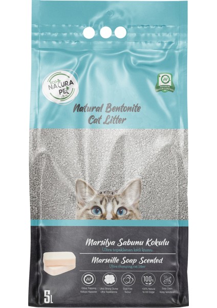 Marsilya Sabun Kokulu Ince Tane Bentonit Kedi Kumu 5 lt