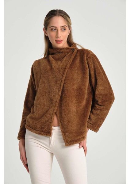 Kahve Tek Düğmeli Kadın Peluş Ceket fiyatları