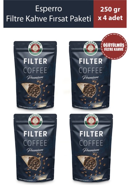 Öğütülmüş Orta Kavrulmuş Filtre Kahve 4x250 Gr ( MEDİUM ROAST )