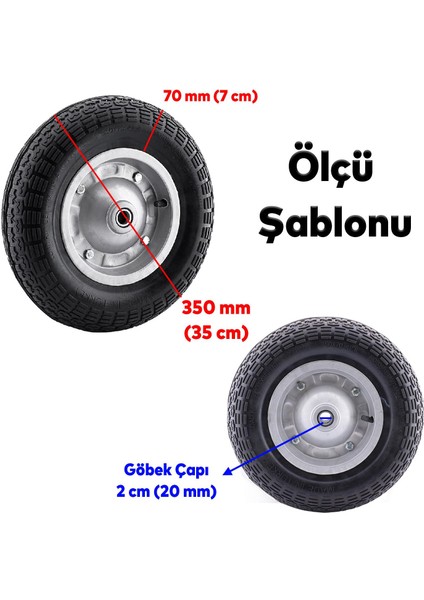 El Arabası Yük Taşıma Tekeri Siboplu Bilyeli Rulmanlı Havalı Dublex 350X70 mm Çelik Jant Tekerlek fiyatları