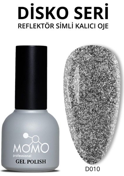 Disko Kalıcı Oje D010 Siyah 10 ml, Reflective Flash Gel Polish