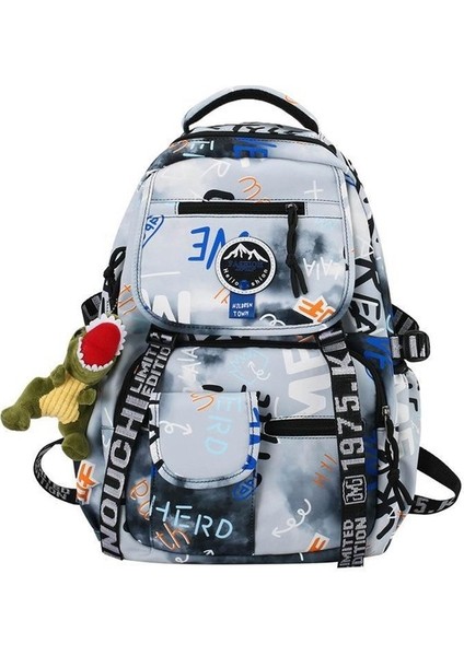 Okul Çantası Erkek Ortaokul Büyük Kapasiteli Kişilik Grafiti Sırt Çantası Lise Kolej Rahat Basit Sırt Çantası Kadın (Yurt Dışından)