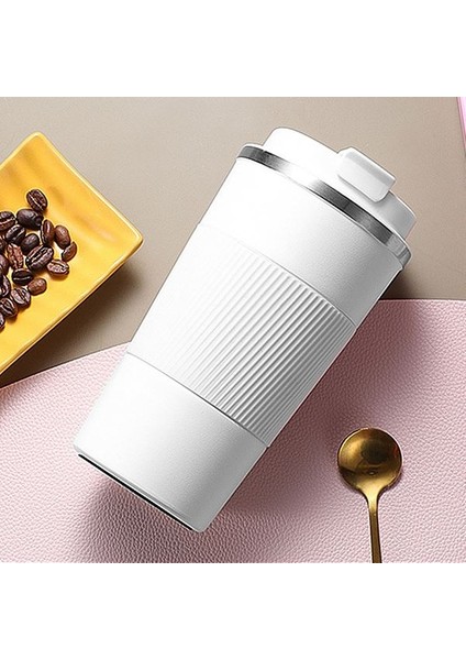 304 L Kilitli Çelik Mat Beyaz 510 ml Kahve Termos Mug CIN405BY