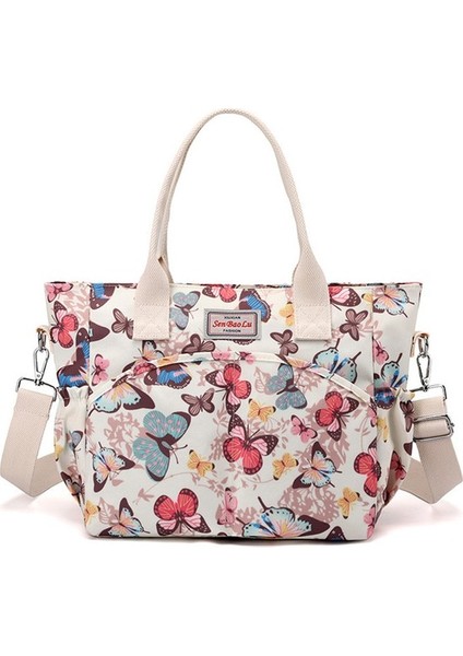Kadınlar Için Büyük Kapasiteli Çiçek Baskılı Omuz Çantası Tote Çanta (Yurt Dışından)