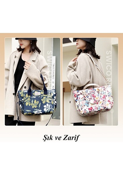 Kadınlar Için Büyük Kapasiteli Çiçek Baskılı Omuz Çantası Tote Çanta (Yurt Dışından) modelleri