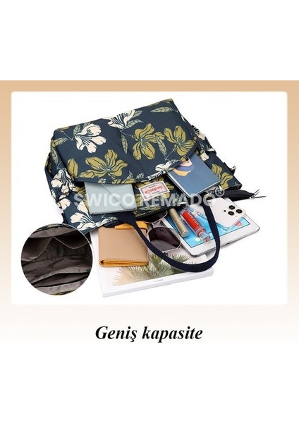 Kadınlar Için Büyük Kapasiteli Çiçek Baskılı Omuz Çantası Tote Çanta (Yurt Dışından) fırsatları