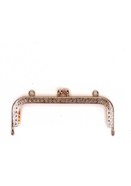 Delikli Vintage Metal Çanta Bursu 12.5cm Gold