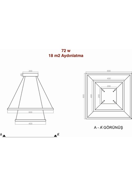 Sarkıt LED Avize Sumatra 60X60 cm