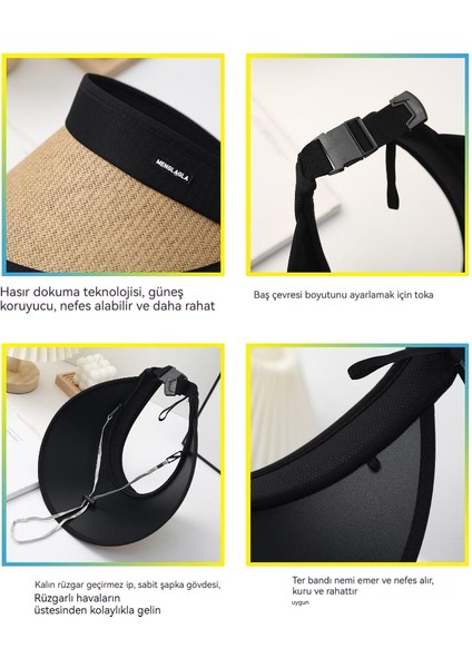 Straw Hat Bayan Hasır Şapka Market Hasır Kadın (Yurt Dışından)