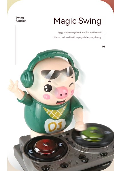 Rock Dj Piggy 20 Dinamik Müzik Işıkları Dj Piggy Oyuncak (Yurt Dışından)