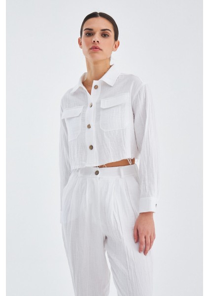 SANDAL TROUSER Bol Kesim Yazlık Muslin Kadın Kısa Pantolon Beyaz fiyatları