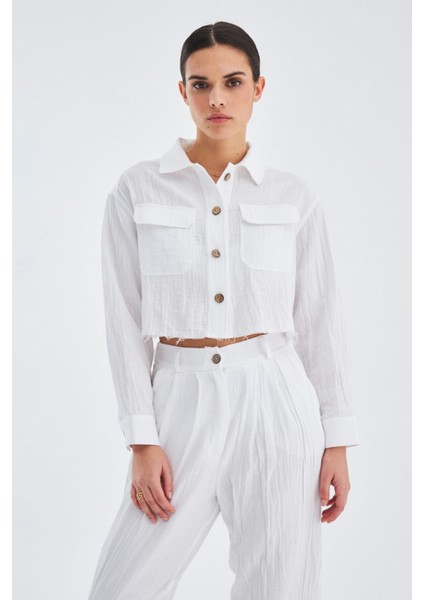 SANDAL TROUSER Bol Kesim Yazlık Muslin Kadın Kısa Pantolon Beyaz modelleri