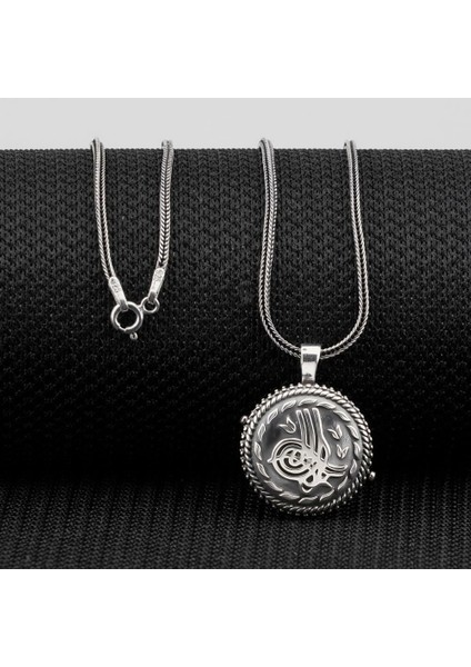 925 Ayar Gümüş Çift Taraflı Osmanlı Tuğralı Açılabilir Erkek Kolye modelleri